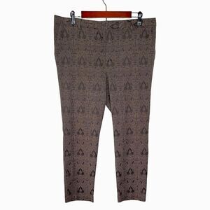 Worthington Brown Damask Patterned Cropped Skinny Pants Size 14